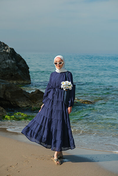 LOCCO Γυναικείο φόρεμα από τούλι με επένδυση σε μπλε ναυτικό