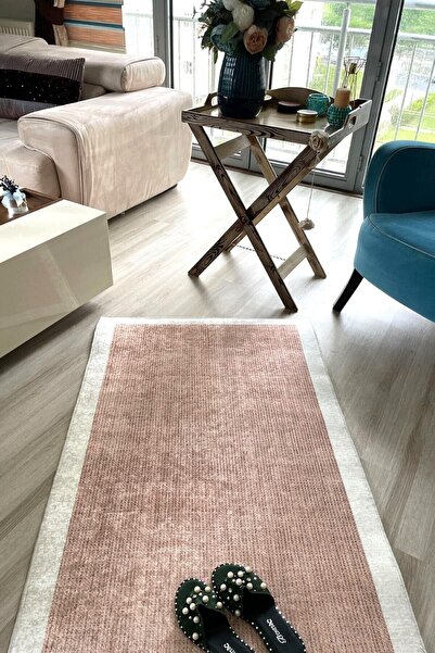 Hevia Home Yıkanabilir Kaymaz Hasır Görünümlü Kahve Krem Çerçeveli Mutfak Hal...