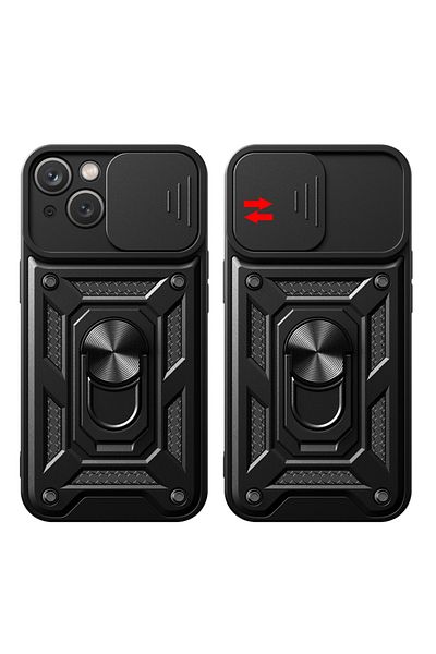 SKYDDAR INNOVATION Carcasă pentru iPhone 15 Plus, CamShield, albastră, set de autocolante