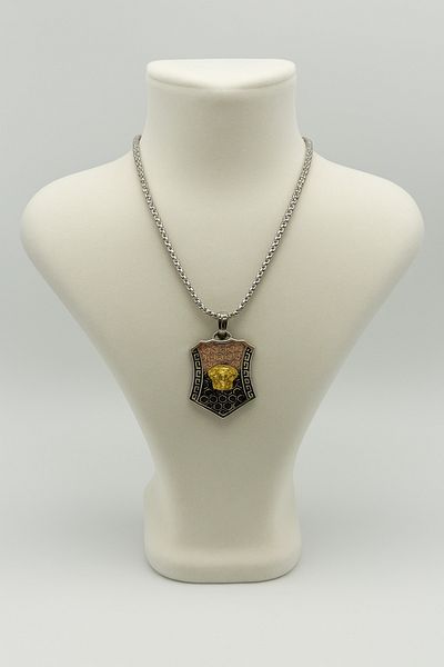 İNTERTAKI Steel Necklace with Lion Figure Design |   3 Color Pattern |   Power Icon with Gold Detail |   Does Not Tarnish |   Does Not Fade |