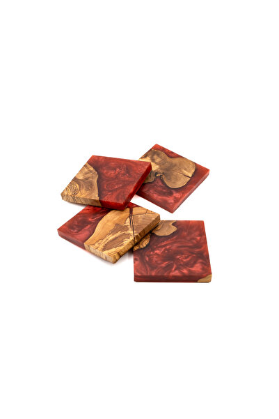 KAYNOCK Red Epoxy Coaster Set