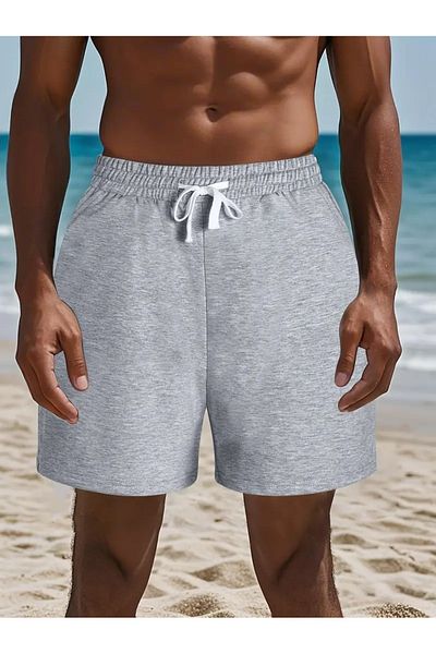 LASVES Men's Comfortable Shorts Gray
