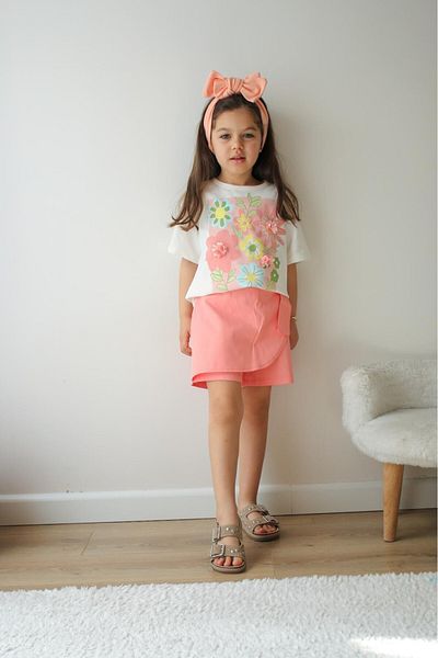 Elidabutik Melon Suit with Floral Design Skirt Shorts