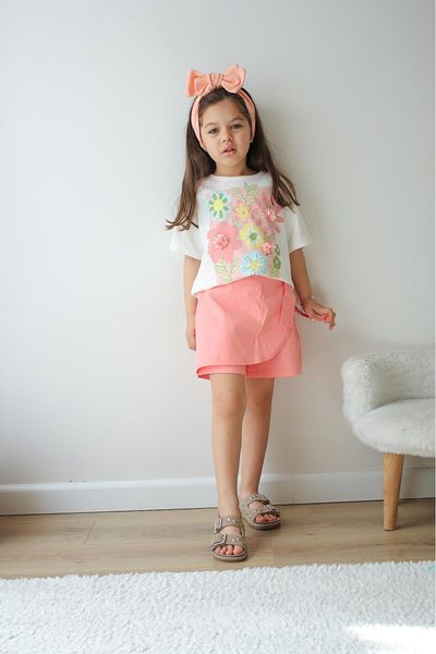 Elidabutik Melon Suit with Floral Design Skirt Shorts