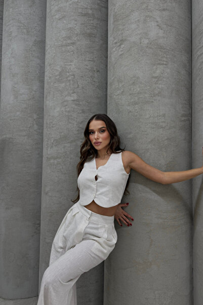 Bliss Women's Gray Bottom Top Tracksuit Set with Lace Detail, Loose Leg Relaxed Cut