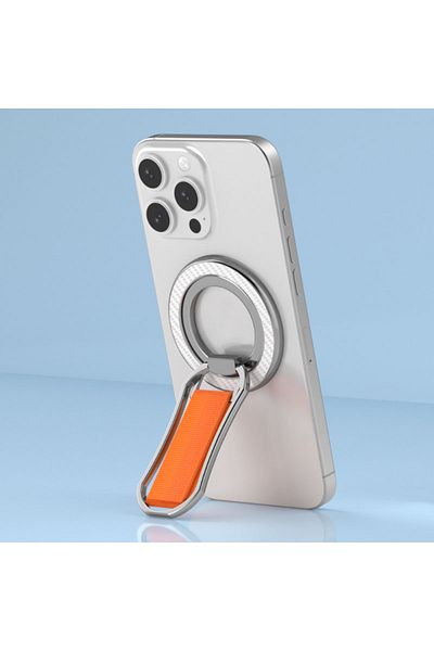 Choice Orange Magnetic Ring Holder with Velcro Wristband for iphone16 15 14 13 12 series 360° Rotation Fold