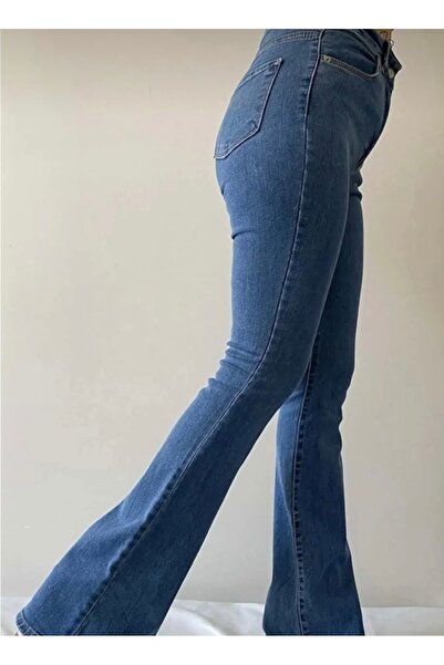 PELMA MODA İspanyol Paça Yüksek Bel Jean