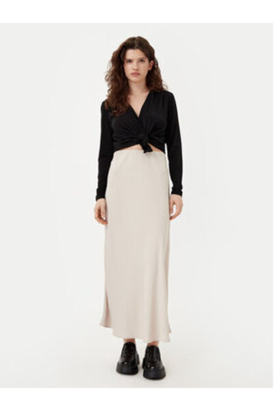 PIECES Women's Midi Skirt 17116541 Beige