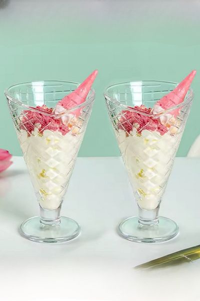 Gülümseten Avm Set of 6 Glass Crystal Elegant Ice Cream Cups |   Magnolia Dessert Bowl |   Presentation Cup