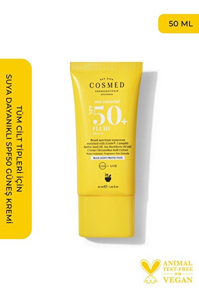 COSMED Sun Essential Fluid SPF 50 Tüm Cilt Tipleri için Yüz Güneş Kremi Yeni Nesil Filtreler 50 ml