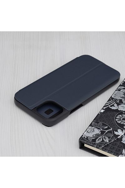 SKYDDAR INNOVATION Husă pentru iPhone 15 Plus, eFold, tip carte, albastră, set de stickere