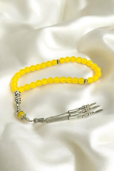 Elifsu Jewelry Κίτρινη Πέτρα Αχάτη Φυσική Πέτρα Ροζάριο