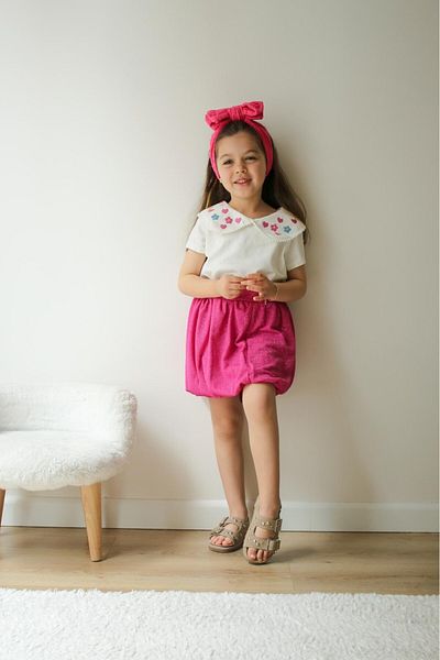 Elidabutik Embroidered Baby Collar Shiny Balloon Skirt Suit