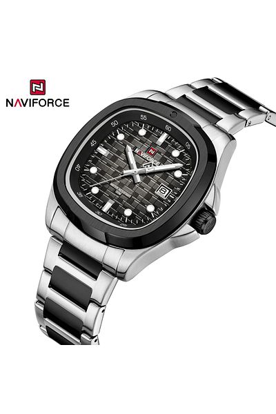 Naviforce Men's Quartz "Nautilus" Watch Stainless Steel Waterproof Luminous NEW