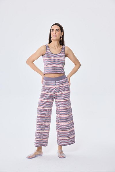 Peraluna Innocence, Jacquard Women's Knitwear Crop Top - Multi Lila