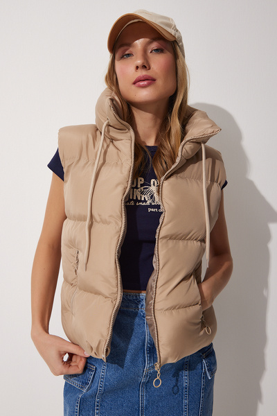 Lovelyİstanbul Vestă pufă cu gât cu fermoar BEI LCI0009