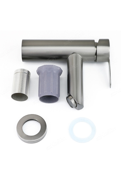 Choice Gray Basin Sink Bathroom Faucet Deck Mounted Hot Cold Water Basin Mixer Taps Matte Black Lavatory Si
