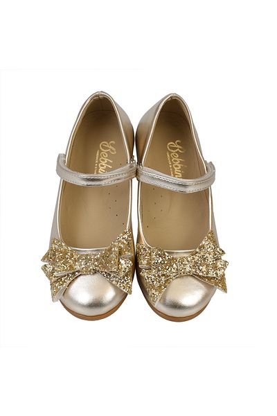 Bebbini Linda-Special Day Gold Vegan Girl's Ballerinas with Bow