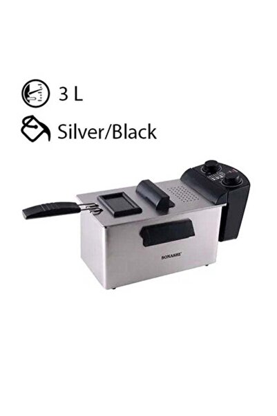 sonashi مقلاة كهربائية عميقة سعة 3 لتر، بقوة 2000 واط، مع هيكل من الفولاذ الم...