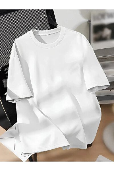 FUWEAR Oversize Μπλουζάκι μεγάλου μεγέθους από βαμβακερό λαιμόκοψη