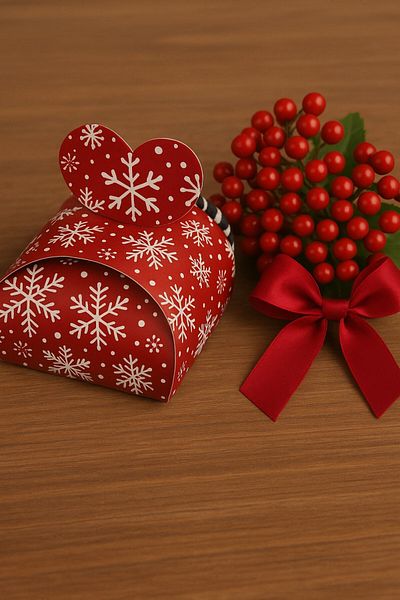 Emtory 25 Pieces Snowflake Red Model Heart Candy Box - Christmas Ornament - Gift Box - Christmas Gift