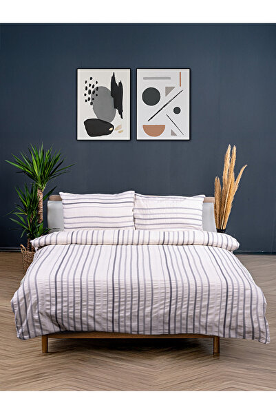 fersuay Buldan Natural India Gri Çift Kişilik Nevresim Takımı 200x220