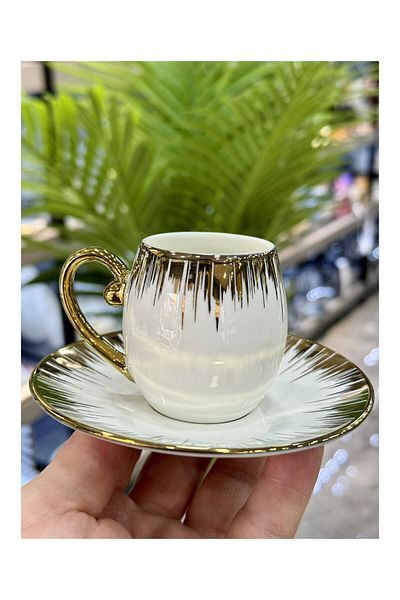 Doğudeko Paçi Luxury Porcelain Cup Set White Gilded