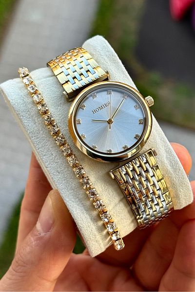 Homies Women's Wristwatch Gift Box with Bracelet Gift Waterproof Steel Cord.Hm2313232