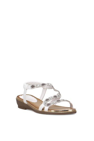 Guja 25Y122-5 Women's Stone Wedge Heel Sandals White