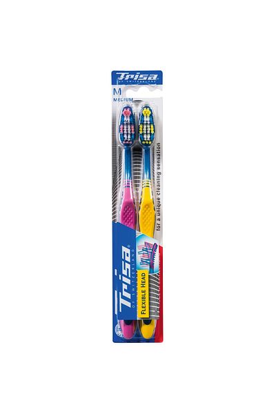 Trisa Flexible Head 3 Duo Medium Toothbrush 630438 Multicolor