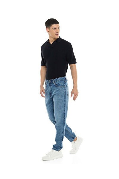 R&B Faded Relaxed Fit Jeans with Button Closure