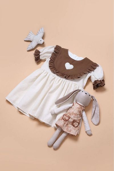 Little Pumpkin Baby Collar Heart Λεπτομερές φόρεμα για κορίτσια, φόρεμα γιορτής