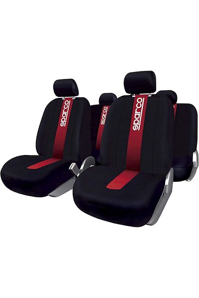 Sparco Set Huse Scaune Auto Sparco Red Spider, negru - rosu, 9 bucati