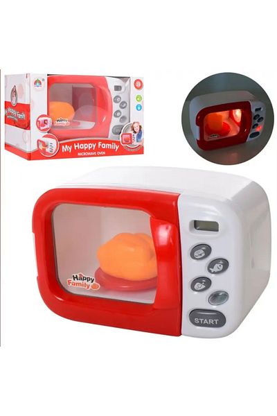 OEM Microwave oven, battery-operated toy, lights and sounds, White/Red