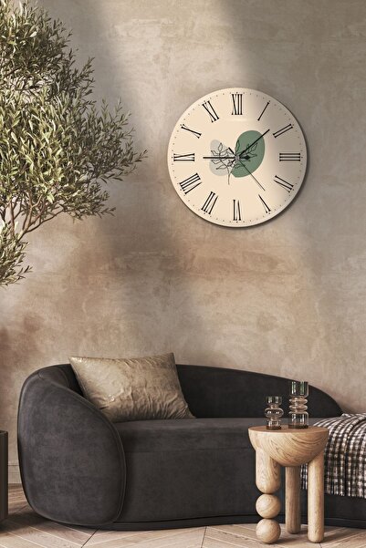 byMelekoğlu Minimalist Tasarım Gerçek Cam Uv Baskı Duvar Saati 40 Mds-02C