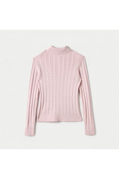 Juniors Textured Pullover With Turtleneck And Long Sleeves