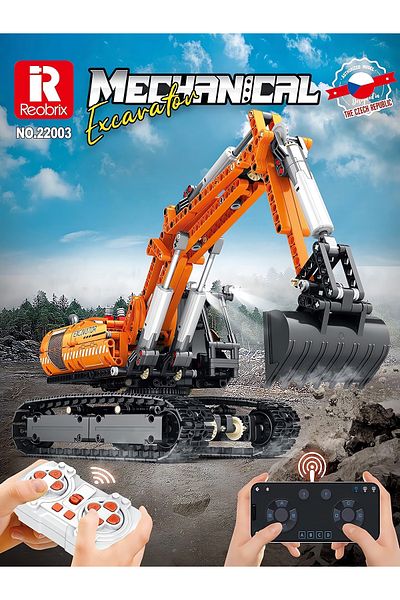 REOBRIX Excavator Rc Controlled, Technical Block Building Kit (1106 Parts)