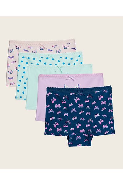 R&B Pack of 5 Unicorn Print Boyshorts