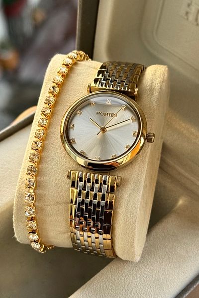 Homies Women's Wristwatch Gift Box with Bracelet Gift Waterproof Steel Cord.Hm2313232