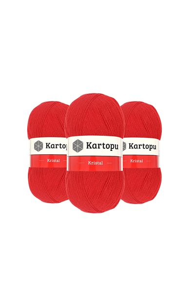 Kartopu 3 Pieces Crystal Double Layer Hand Knitting Fiber Yarn Light Red K160(Varyamall)