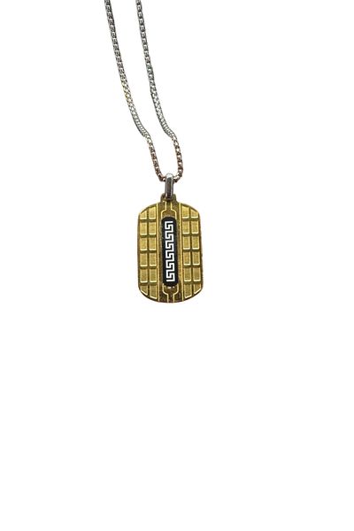 İNTERTAKI Gold Black Patterned Men's Steel Necklace |   Original and Masculine Design |   Does Not Darken or Fades