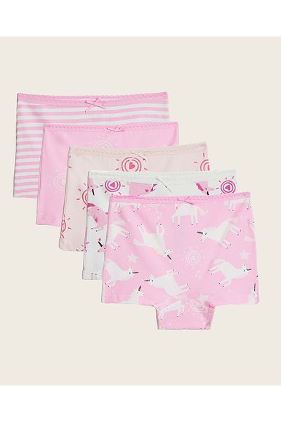 R&B Pack of 5 Unicorn Print Boyshorts