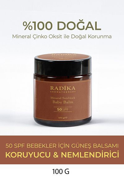 Radika Aromatherapy Natural Sunscreen for Babies / Baby-Child Sunscreen / 50 Spf / Mineral Sunblock