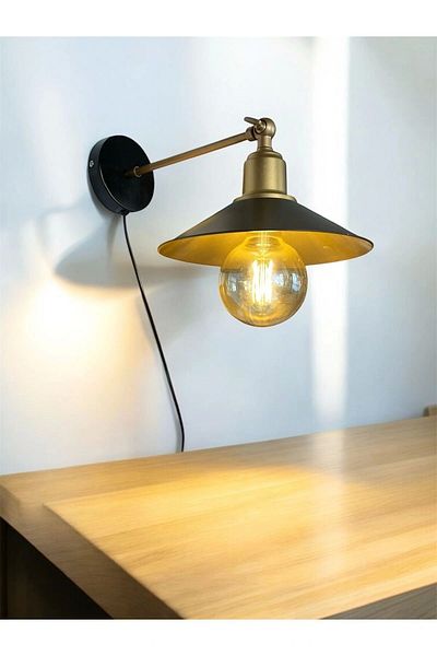 CONANA Articulated Movable Head Sconce with Metal Hat (Bulb Not Included)