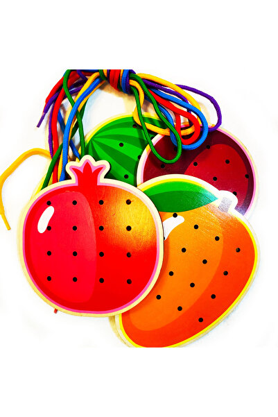 sallma Montessori Wooden Lacing Fruits Game