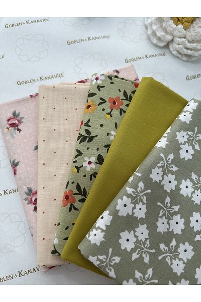 goblenkanaviçe Set of Cotton Fabrics 5 Pcs 50X100 Cm, Patterns Fabrics for Sewing