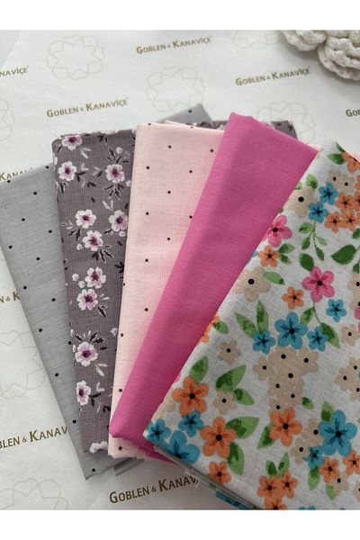 goblenkanaviçe Set Cotton Fabric, 5 Pcs 50X110 Cm, Fabrics for Sewing Bags