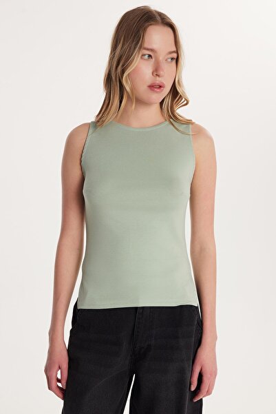 Tudors Γυναικεία Modal ύφασμα Slim Fit Slim Fit Crew Neck Απλή Basic Μέντα Μπλούζα