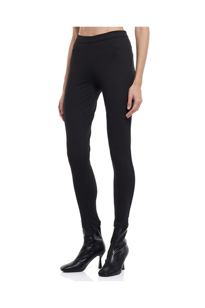R&B Solid Skinny Fit Pants with Elastic Waist