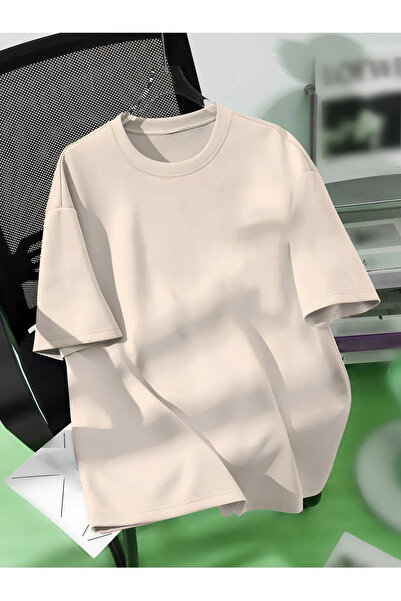 FUWEAR Tricou oversize oversize din bumbac cu decolteu triplu